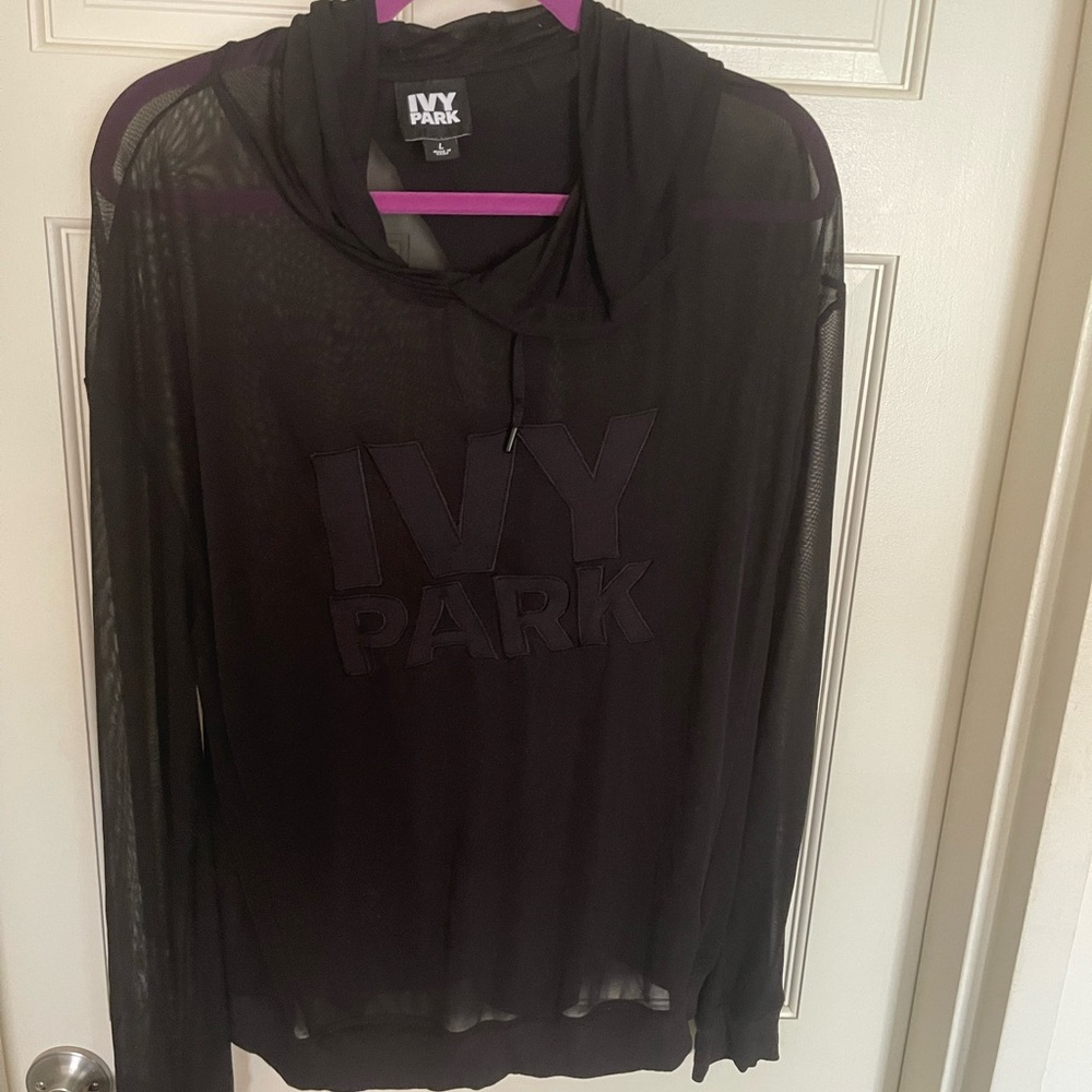 IVY PARK Black Mesh Top